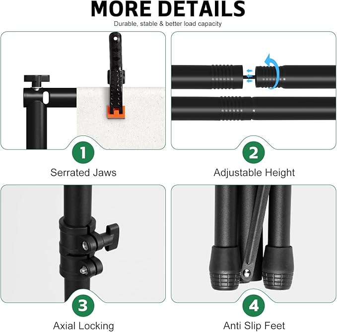 3-in-1 Backdrop Stand Kit 10x7.5 ft for Photography Studio, T-Shape Backdrop Stand for Wedding Parties, Background Stand for Photo Video Studio with Carring Bag, 6 Clamps, 2 Sandbags