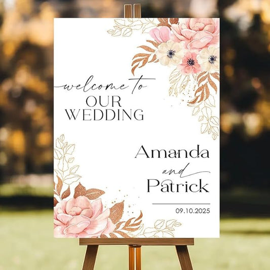Personalized Wedding Welcome Sign for Ceremony and Reception, Custom Rustic Welcome To Our Wedding Sign, Outdoor Wedding Yard Signs Decorations, Customized Sign With Name For Bride and Groom #10