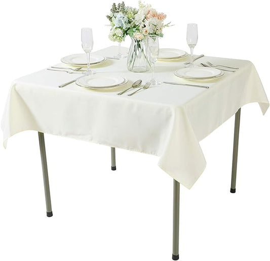Cupuamon Square Tablecloth 52x52 inch Washable Polyester Fabric Table Cloth for Wedding Party Dining Banquet Decoration（52x52,Ivory）