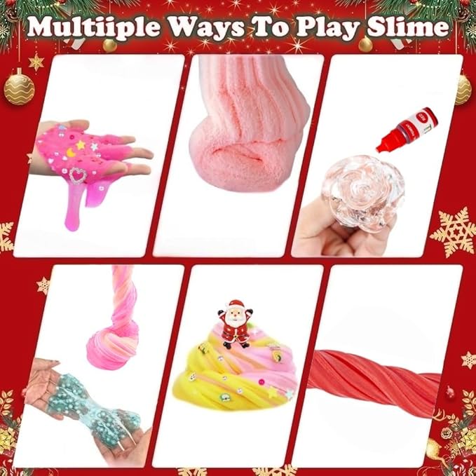 Advent Calendar 2025 Slime-Christmas Countdown Calendar - 24 Days of Surprises with DIY Slime Kit - Funny Christmas Slime Gifts Toy for Kids 4 5 6 7 8 9 10 11 12 Year Old Toddlers Girls Tweens