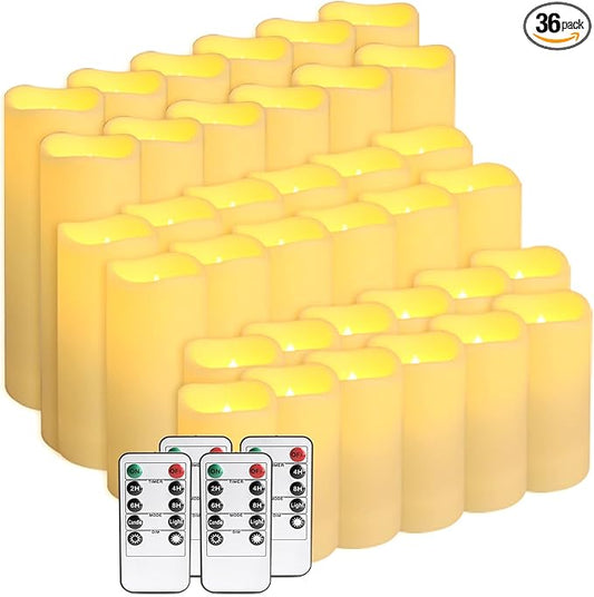 36-Pack LED Flameless Candles with Remote Control - Perfect for Home, Parties, and Special Occasions - Create a Magical Ambiance Effortlessly(Three Sizes)