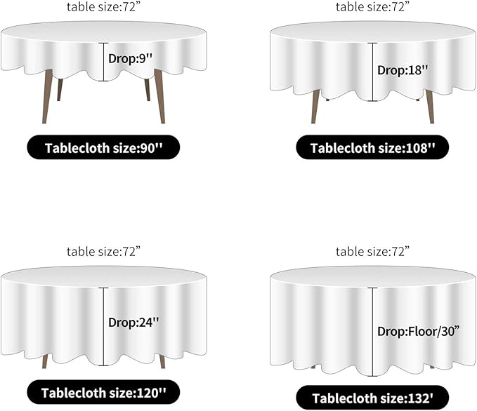 Ascoza 2pack 120 Inch Yellow Round Tablecloth in Washable Polyester Fabric for Wedding/Banquet/Restaurant/Parties…