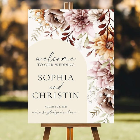 Personalized Wedding Welcome Sign for Ceremony and Reception, Custom Rustic Welcome To Our Wedding Sign, Outdoor Wedding Yard Signs Decorations, Customized Sign With Name For Bride and Groom #12