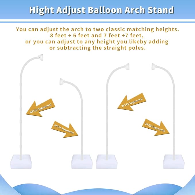 Balloon Arch Kit - Bendable 8.2FT & 6FT Balloon Arch Stand with Base and Manual Pump,Reusable Versatile Half Arch Balloon Stand for Birthday,Wedding, Baby Shower, Holiday, Graduation Party Decorations