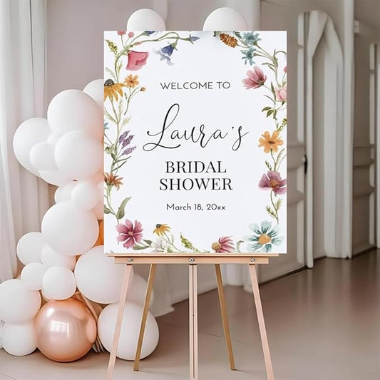 Wildflower Bridal Shower Welcome Sign, Shower Decor Colorful Floral Welcome Poster, Bridal Shower Yard Sign, Wedding Welcome Signs, Welcome To Bridal Shower Sign