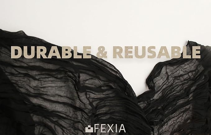 FEXIA Black Cheesecloth Table Runner Cheese Cloth Runner 35x120 Inches Gauze Gothic Decor for Rustic Farmhouse Baby Shower Halloween Home Decor