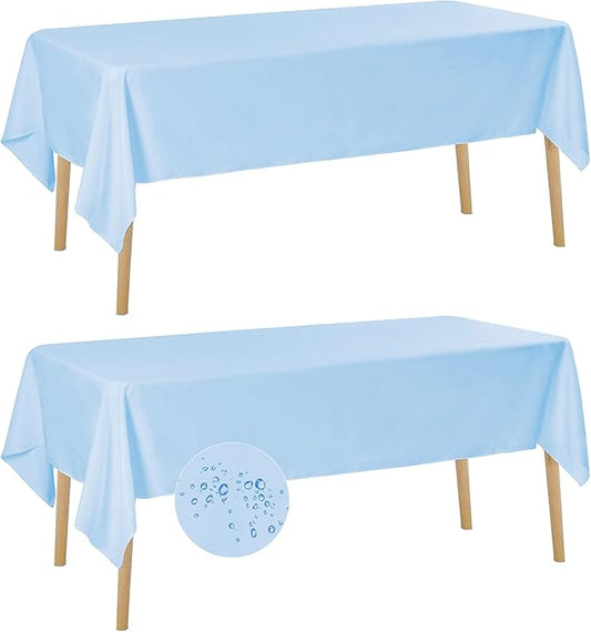 Fokitut 2 Pack Waterproof Rectangle Tablecloth, 60x120 Inch,Stain Resistant and Wrinkle Polyester Table Cloth, Fabric Table Cover for Kitchen Dining, Wedding, Party, Holiday Dinner-Blue Mist