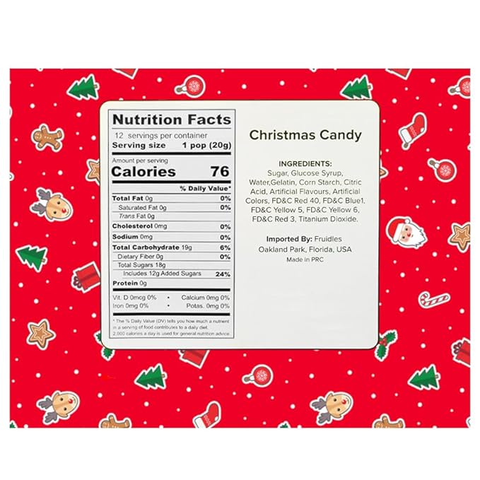 Fruidles Christmas Snowflake Candy Lollipop, Fruit-Flavored Chewables for Party Favors 24-Pack