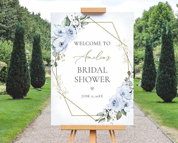 Dusty Blue Bridal Shower Welcome Sign, Bridal Shower Poster, Personalized Bridal Shower Sign, Welcome To Bridal Shower Sign, Bridal Shower Decorations