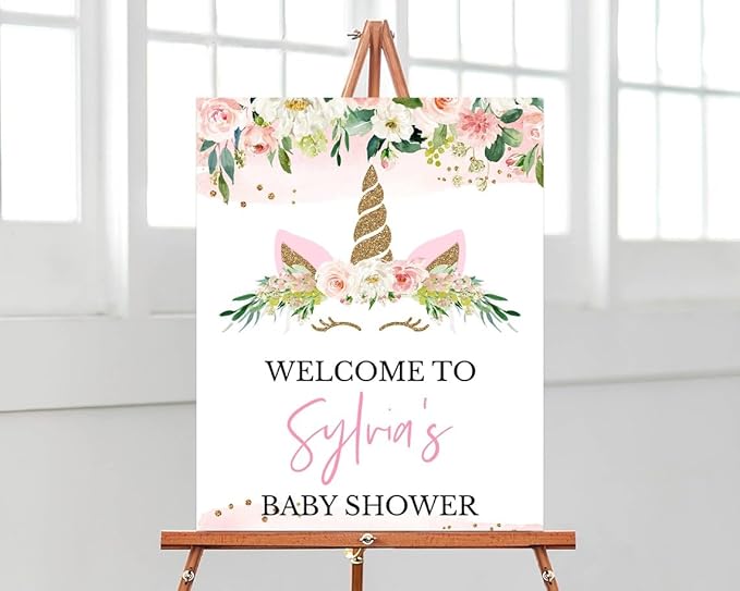 Baby Shower Welcome Sign, Baby Shower Signs, Unicorn Baby Shower Sign, Floral Baby Shower Sign, Welcome Sign for Baby Shower, Custom Baby Shower Sign, Baby Shower Sign, Baby Shower Yard Sign#TUU25