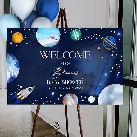 Galaxy Baby Shower Welcome Sign, Welcome Baby Shower Personalized, Baby Shower Signs, Custom Baby Shower Sign, Welcome to Baby Shower Sign with Stand, Welcome Sign for Baby Shower, Baby Shower Décor
