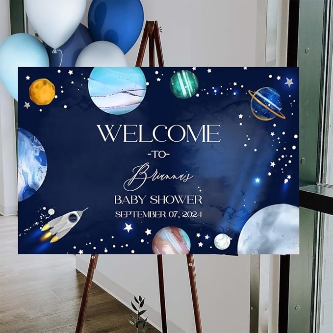 Galaxy Baby Shower Welcome Sign, Welcome Baby Shower Personalized, Baby Shower Signs, Custom Baby Shower Sign, Welcome to Baby Shower Sign with Stand, Welcome Sign for Baby Shower, Baby Shower Décor