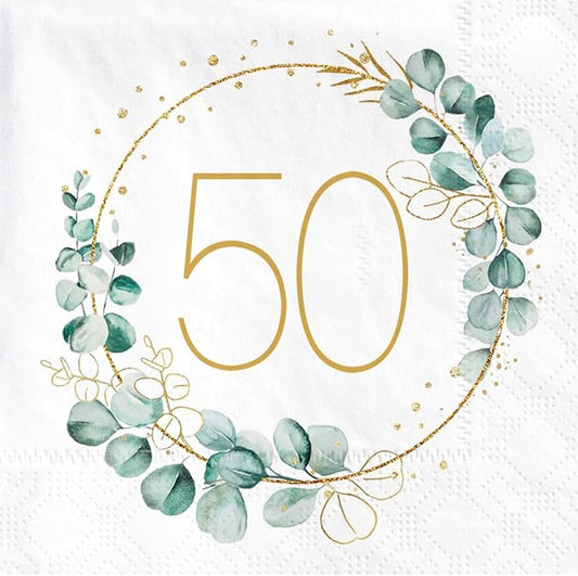 50th Birthday Napkins, 40 Pack of 50th Anniversary Napkins Decorations for Men and Women, 3-Ply White Cheers to 50 Years Napkin, Birthday Wedding Anniversary Party Napkin