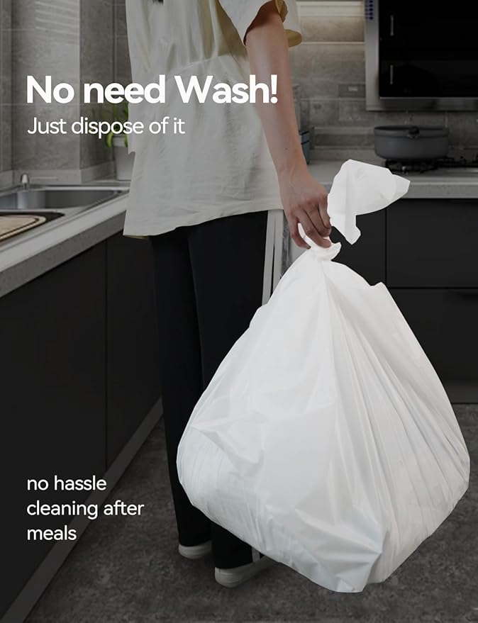 54 in X 300 Ft Plastic Table Cloth Roll Disposable White Tablecloth with Slide Cutter Box for Rectangle Round Tables,Picnic,Camping,Banquet,Party,Birthdays, Baby Shower [with Fixed Stickers]