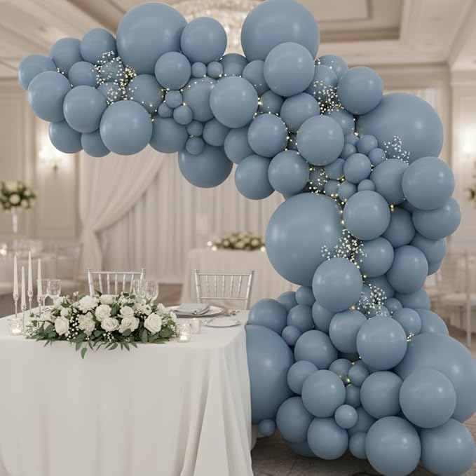 Balloon Garland Arch Kit – 146 Pcs Dusty Blue Balloons for Baby Shower, Birthday, Gender Reveal, Wedding Party – DIY Kit by Vellax™