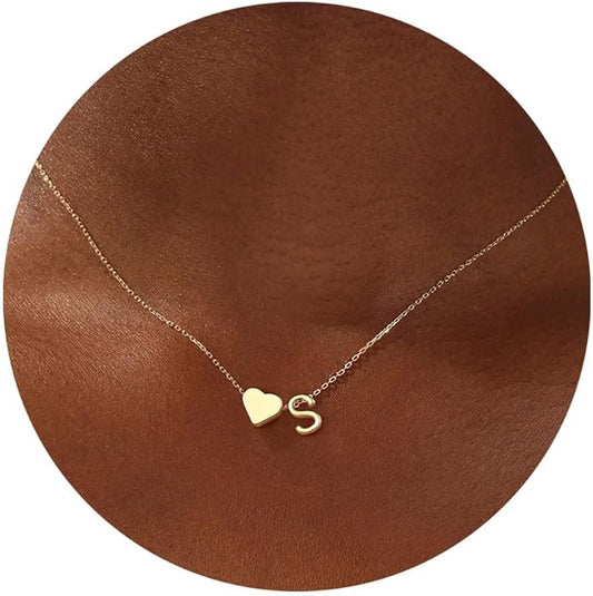 Turandoss Christmas Gifts for Grandkids - Dainty 18K Gold Plated Tiny Heart Initial A-Z Letter Pendant Necklace Stocking Stuffers for Teen Girls Jewelry