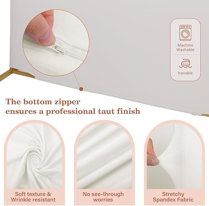 7.2FT Wedding Arch Backdrop Stand and Cover Set, Heavy-Duty Balloon Arch Stand with White Cover ＆ Water Weight Bags for Birthday, Baby Shower, Bridal Party Decor