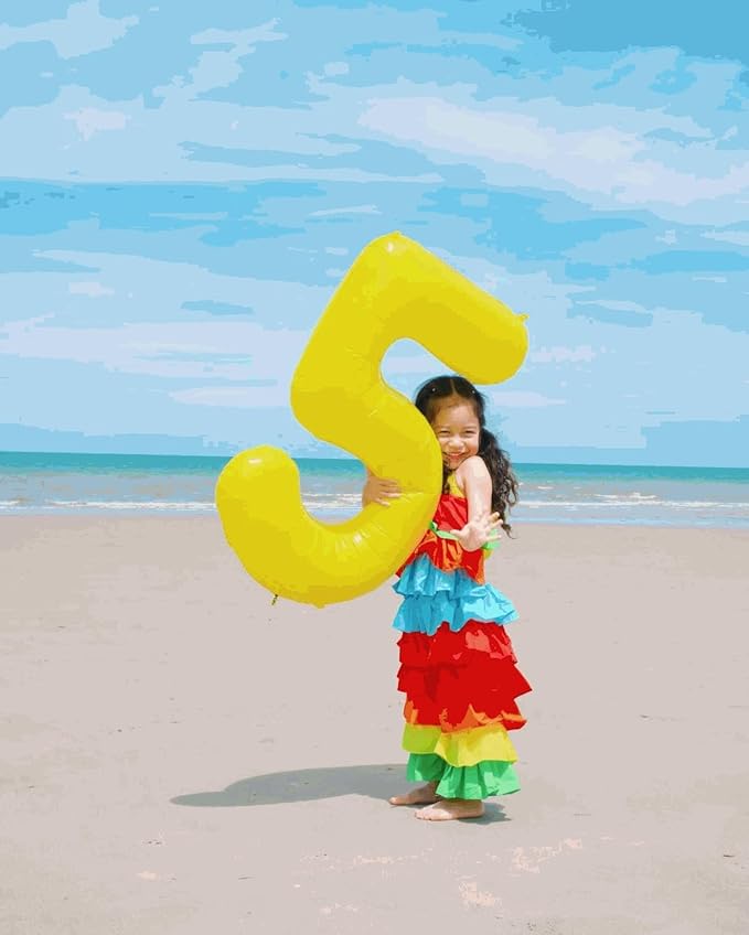 0 Balloon - Macaron Yellow Birthday Number Balloons, 40 Inch Large Foil Balloons for Men Women Boys Girls Macaron Yellow Themed Birthday Decorations