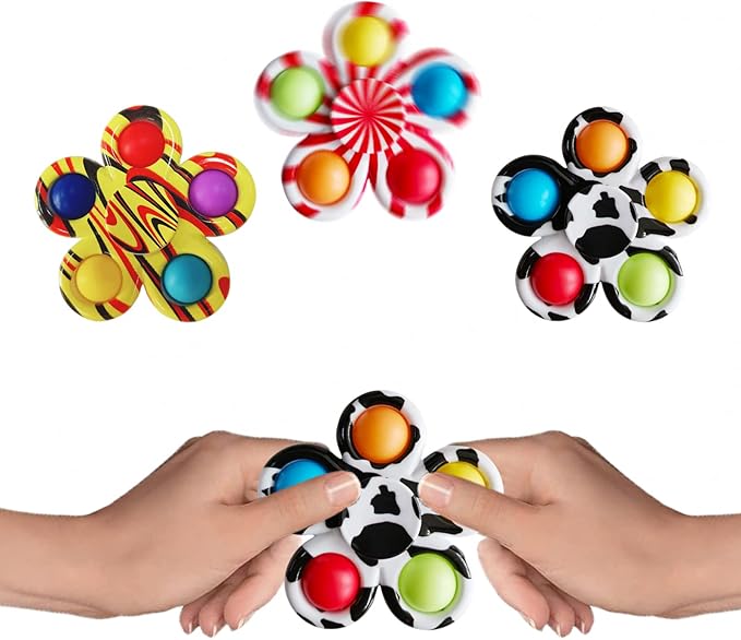 8 Pcs Fidget Spinners Pop Toys for Party Favors, Sensory Fidget Toys Bulk for Classroom Prizes, Easter Christmas Valentine Gifts for Kids Easter Basket Stuffers