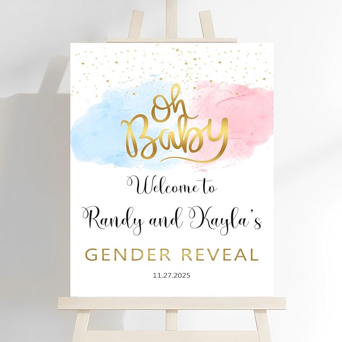 Welcome Gender Reveal Sign With Stand, Gender Reveal Sign, Boy Or Girl Gender Reveal Sign, Yard Boy Or Girl, Gold Star Gender Reveal Theme, Oh Baby Sign For Gender Reveal
