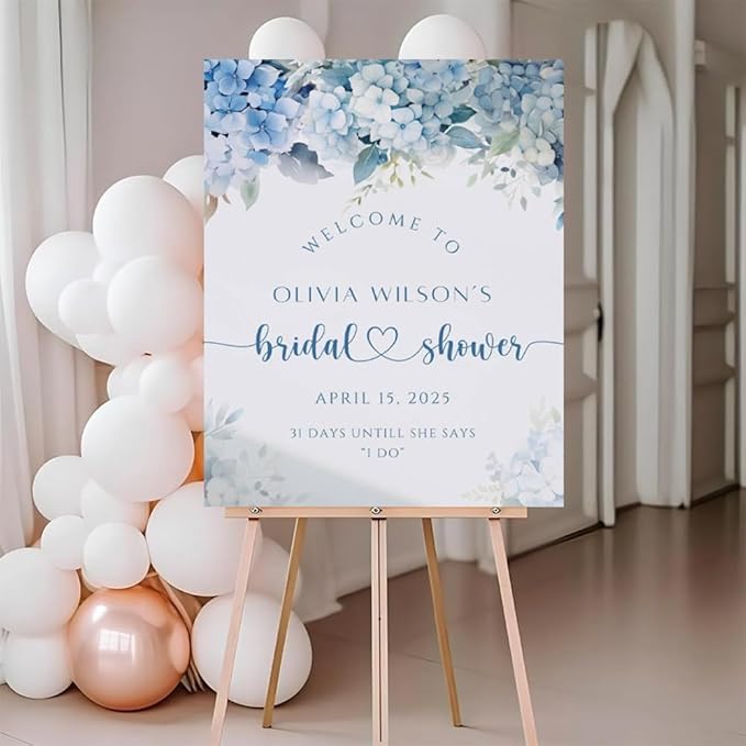 Something Blue Before I Do Bridal Shower Welcome Sign, Blue Hydrangea Wedding Shower Welcome Poster, Bridal Shower Sign