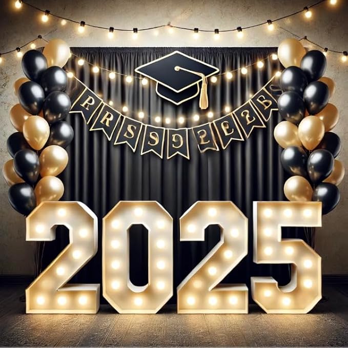 2025 Graduation Decorations - 4FT Large PRE-CUT '2025' Marquee Light Up Letters Kit, Foam Board Sign for Kindergarten, Preschool, High School & College Graduation Party Supplies