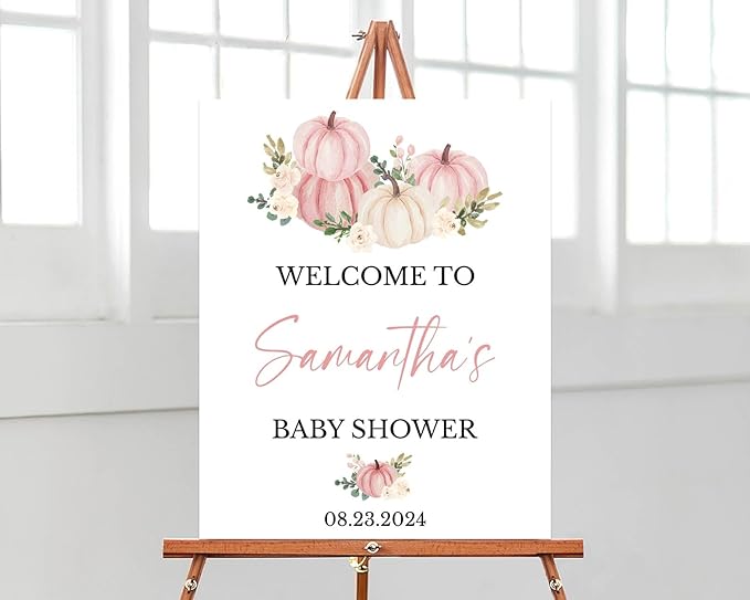 Baby Shower Welcome Sign, Baby Shower Signs, Pumpkin Shower Sign, Floral Baby Shower Sign, Welcome Sign for Baby Shower, Custom Baby Shower Sign, Baby Shower Sign, Baby Shower Yard Sign#TUU04