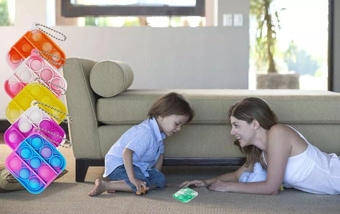 30 Pcs Mini Pop Bubble Fidget Sensory Toys for Party Favors, Pop Keychain Bulk for Classroom Prizes, Easter Basket Stuffers Christmas Valentine Gifts for Kids Students