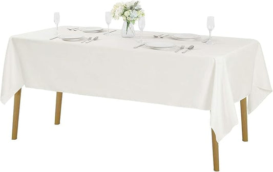 Cupuamon Rectangle Tablecloth 60x102 inch Washable Polyester Fabric Table Cloth for Wedding Party Dining Banquet Decoration（60x102, Ivory）