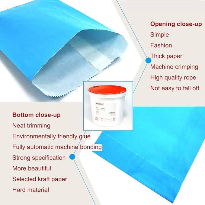 AZOWA Candy Buffet Bags Blue Color 6 x 9 In Large Paper Treat Bags Pack of 100