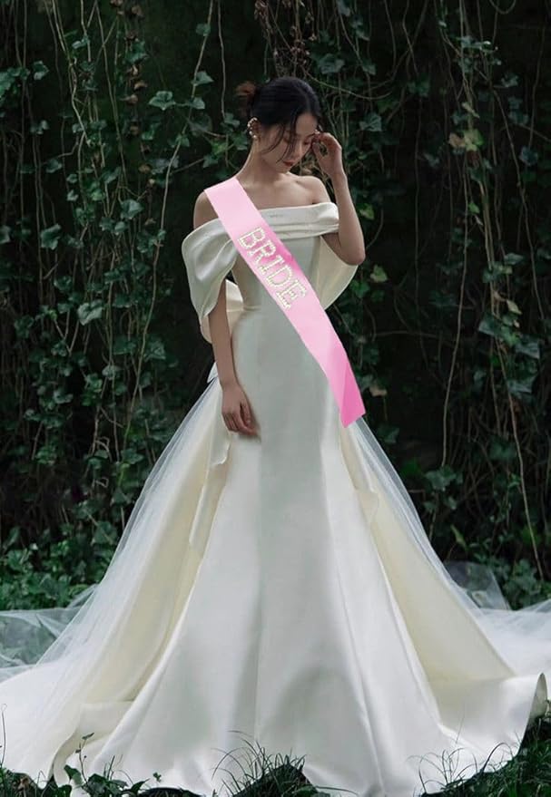 Bachelorette Pearl Bride to Be Sash Bridal Satin Ribbon Stole Bachelorette Clothes Accessories for Women