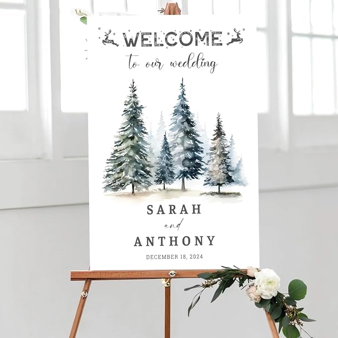 Personalized Christmas Wedding Welcome Sign, Holiday Welcome Sign, Tis the Season to be Married Sign, Winter Wedding Sign, Winter Wedding Decor, Custom Christmas Wedding Sign #14