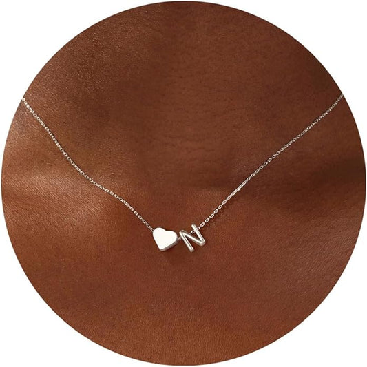 Turandoss Christmas Gifts for Grandkids - Dainty 18K Gold Plated Tiny Heart Initial A-Z Letter Pendant Necklace Stocking Stuffers for Teen Girls Jewelry
