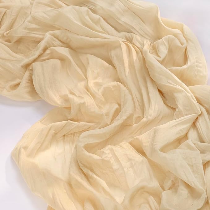 MLMC Champagne Cheesecloth Table Runner 10ft Sand Rustic Gauze Cheese Cloth Table Runner 35x120 Inches for Farmhouse Cozy Holiday Outdoor Events Home Decor