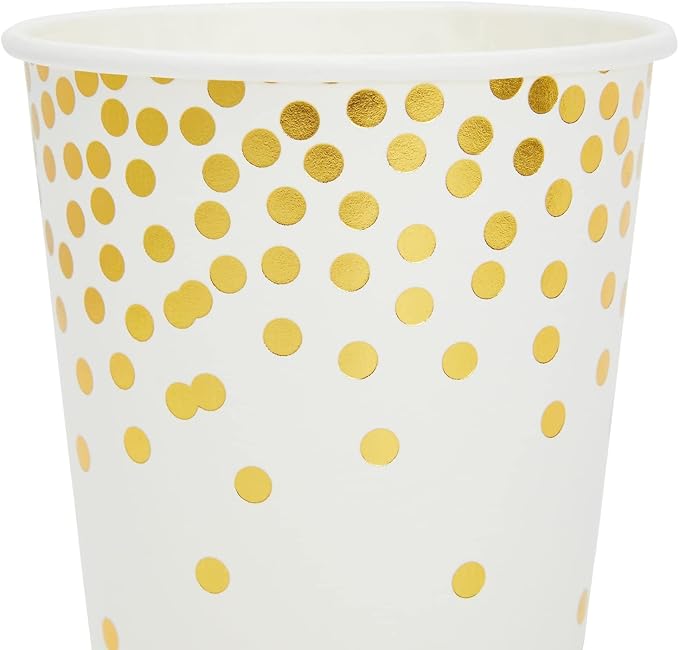 BLUE PANDA 50 Pack 9oz Gold Paper Cups for Hot Drinks, Party Supplies, Weddings, Bridal Showers