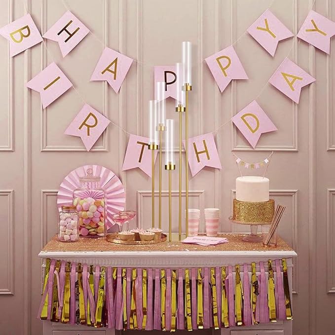 Tall 5 Arm Candle Holder for Wedding Table,39.4'' Tall Candelabra with Acrylic Lampshade for Birthday Party Home Decoration Halloween Christmas Day Fit LED Taper Candles