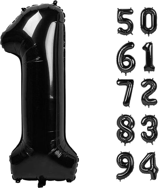 1 Number Balloon for First Birthday, 40 Inch Black One 1st Number Balloon Birthday Decorations for Girl Boy Toddler Baby, 10th 21st, Giant Number 1 Balloon