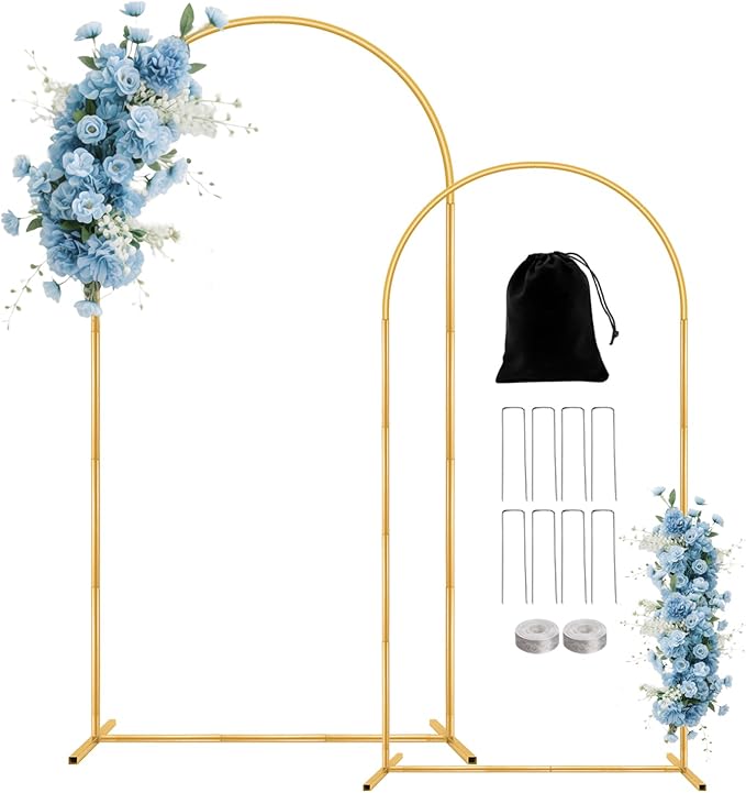 Metal Arch Backdrop Stand, 7.2FT+6FT Wedding Arch Stand, Set of 2 Backdrop Arch Stand, Metal Arch Stand for Wedding Ceremony Birthday Party Baby Shower Graduation Ceremony Decoration