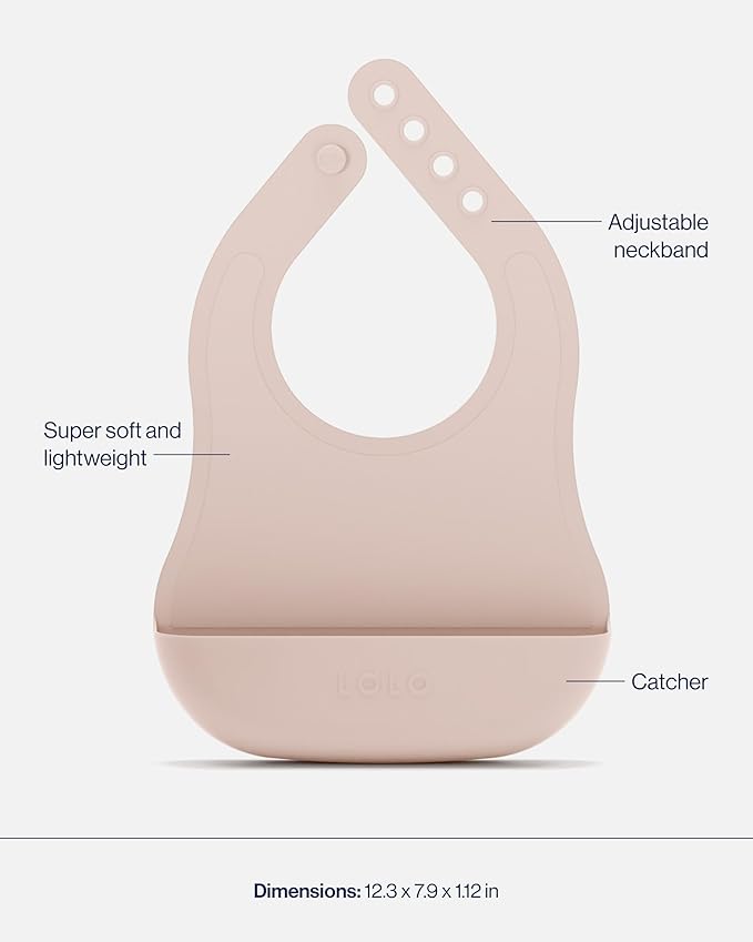 Lalo First Bites Starting Solids Silicone Baby Feeding Set with Suction Bowl, 2 Spoons and 1 Bib - 4-Piece Baby-Led Weaning Supplies - Non-Toxic Silicone Infant Tableware - Grapefruit