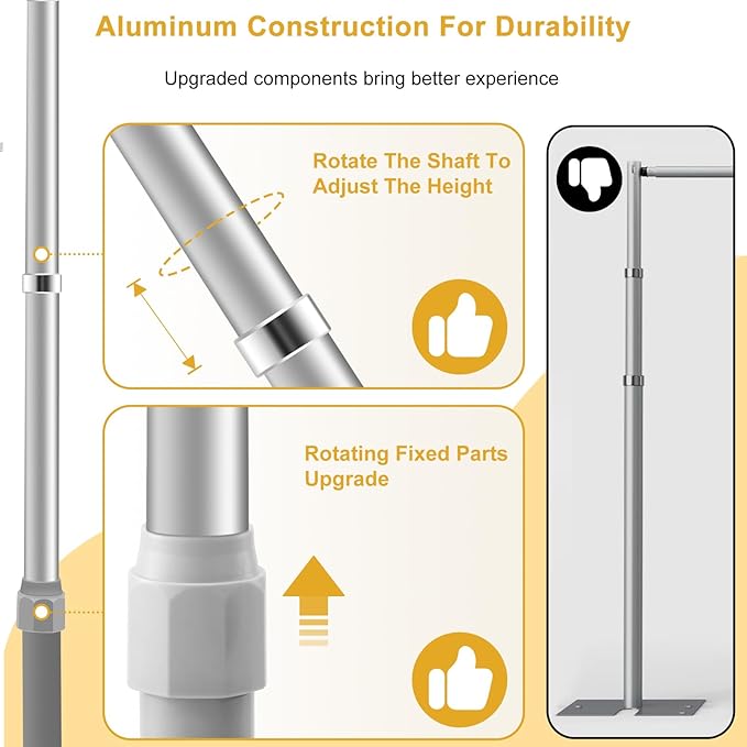 Jiang&Rong 10x10Ft Double Crossbar Backdrop Stand - Pipe and Drape Heavy Duty Adjustable Metal Frame with Drape Kit, Photographic Studio Backdrop Stand for Wedding, Birthday Party, Banquet Decorations