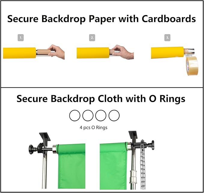 Stainless Steel Backdrop Crossbar 120-inch for Manual Photo Studio Background Support System, Backdrop Pole for Manual Studio Roller Background