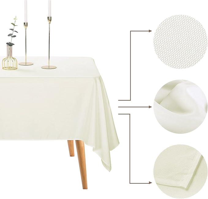 Ascoza 2pack 70x70 Inch Ivory Square in Polyester Fabric Tablecloth for Wedding,Banquet,Restaurant and Parties