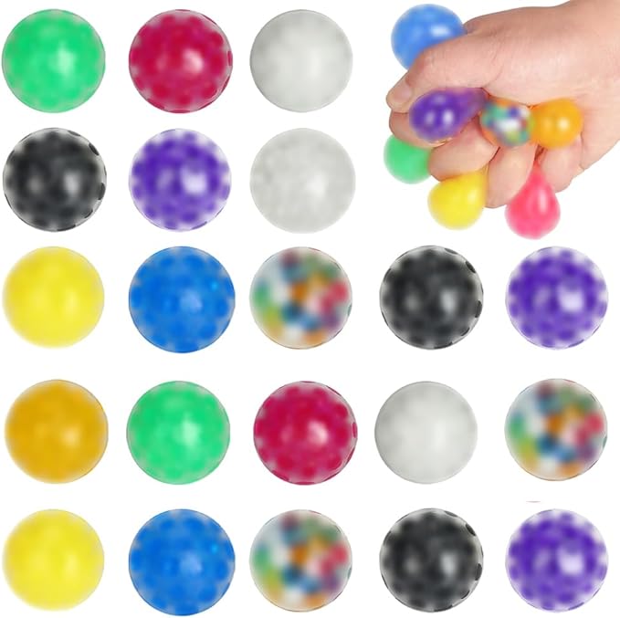 20 Pack Mini Stress Balls, Colorful Squishy Squeeze Balls Bulk Goodie Bag Stuffers Fidget Stress Relief Balls for Adults