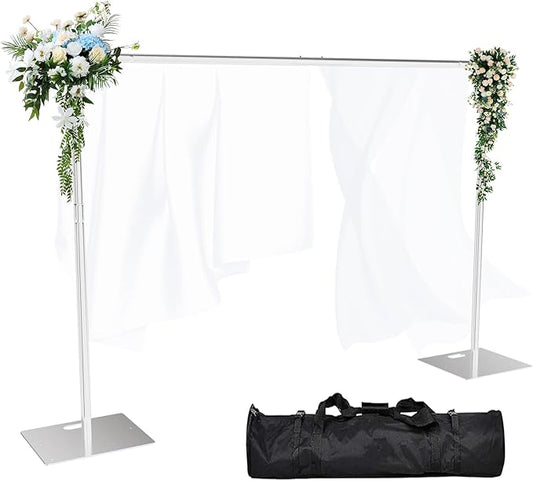 Pipe and Drape Backdrop Stand Kit Backdrop Stand For Parties 10ftx10ft Adjustable Photo Backdrop Stand Heavy Duty Background Stand for Wedding Banquet Decorations Silvery
