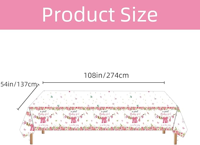 3 Pack Baby Shower Tablecloth Decoration,Watercolor Greenery A Sweet Baby Boy is On The Way Decoration,Waterproof Greenery Baby Shower Tablecloth for Gender Reveal Party (Pink)
