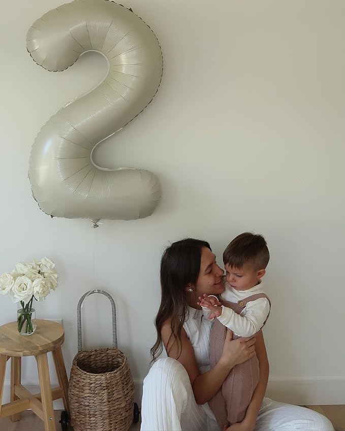 0 Balloon - Cream Birthday Number Balloons, 40 Inch Large Foil Balloons for Men Women Boys Girls Cream Themed Birthday Decorations