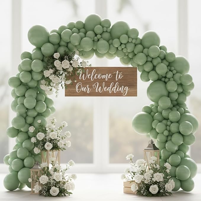 Balloon Garland Arch Kit – 146 Pcs Sage Green Balloons for Baby Shower, Birthday, Gender Reveal, Wedding Party – DIY Kit by Vellax™
