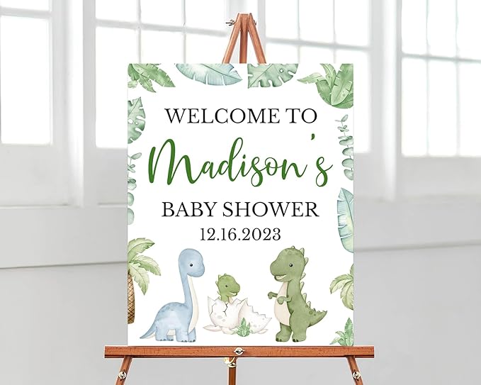 It's a Boy Dinosaur Baby Shower Welcome Sign, Baby Shower Sign, Welcome to Baby Shower Sign Personalized, Welcome Sign for Baby Shower, Baby Shower Welcome Sign with Stand, Custom Baby Shower Sign