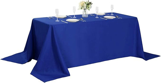 Cupuamon Rectangle Tablecloth 90x132 inch Washable Polyester Fabric Table Cloth for Wedding Party Dining Banquet Decoration（90x132, Royal Blue）