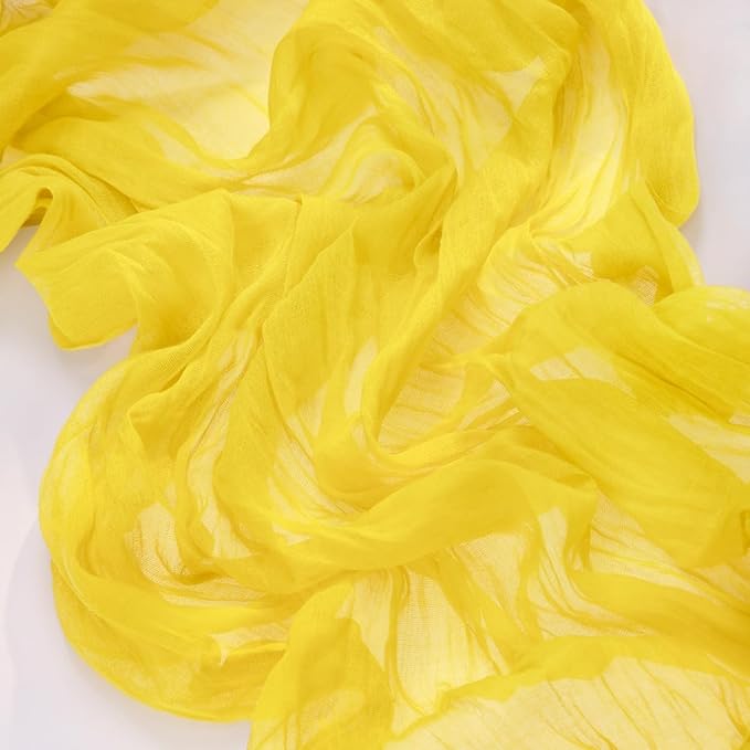 MLMC Yellow Table Runner 10ft Rustic Cheesecloth Table Runner Gauze Cheese Cloth Centerpiece Decororations 35x120 Inches for Wedding Baby Shower Outdoor Picninc Decor